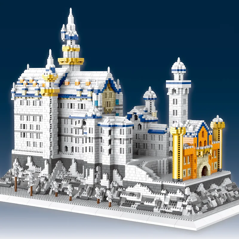 8288pcs diamante nevicata cigno castello architettura blocchi Micro mattoni imposta giocattoli educativi per bambini regali di natale