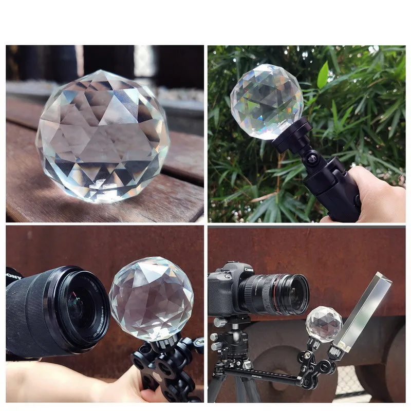 Crystal Prism DIY with 1/4'' Vlogger Photography Crystal Ball Optical Glass Magic Photo Ball Photography Studio Accessories