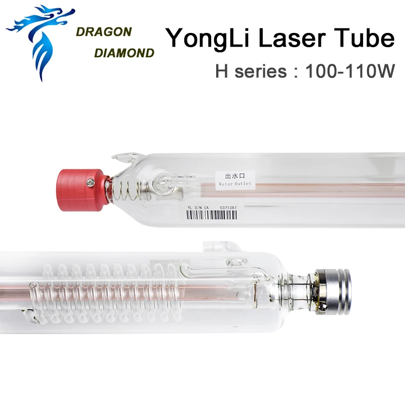 DRAGO DIAMANTE Yongli H4 100W CO2 Tubo Del Laser di Vetro Tubo di Testa di Metallo 1450 millimetri di Lunghezza Per CO2 Incisione Laser macchina di