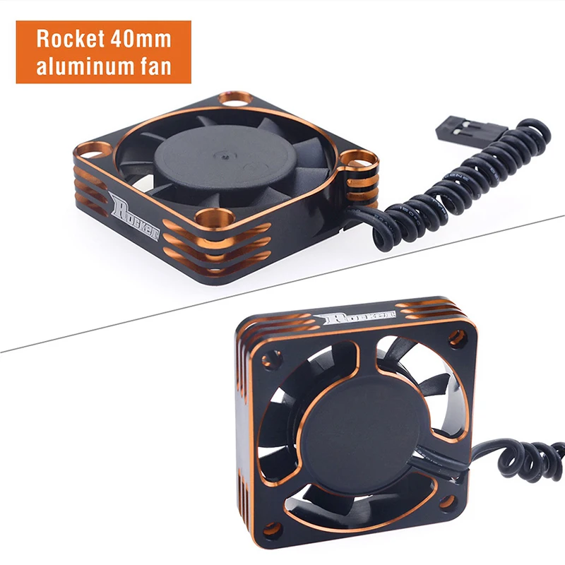 Rocket Metal Cooling Fan 8.5V 16000RPM 40x40x10mm High Rotation Speed for 4068 4092 4074 Brushless Motor ESC 1/10 1/8  RC Car