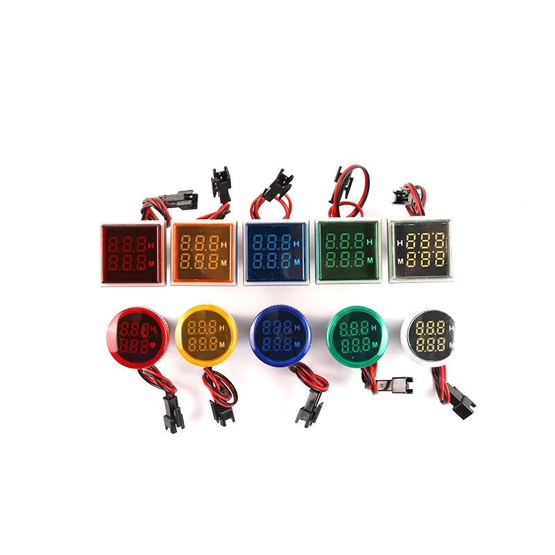 22MM Led Round Square Digital Timer Meter 0-60 minute/0-999hour AC 220V-380V Mini Signal Light hour meter Panel mounting