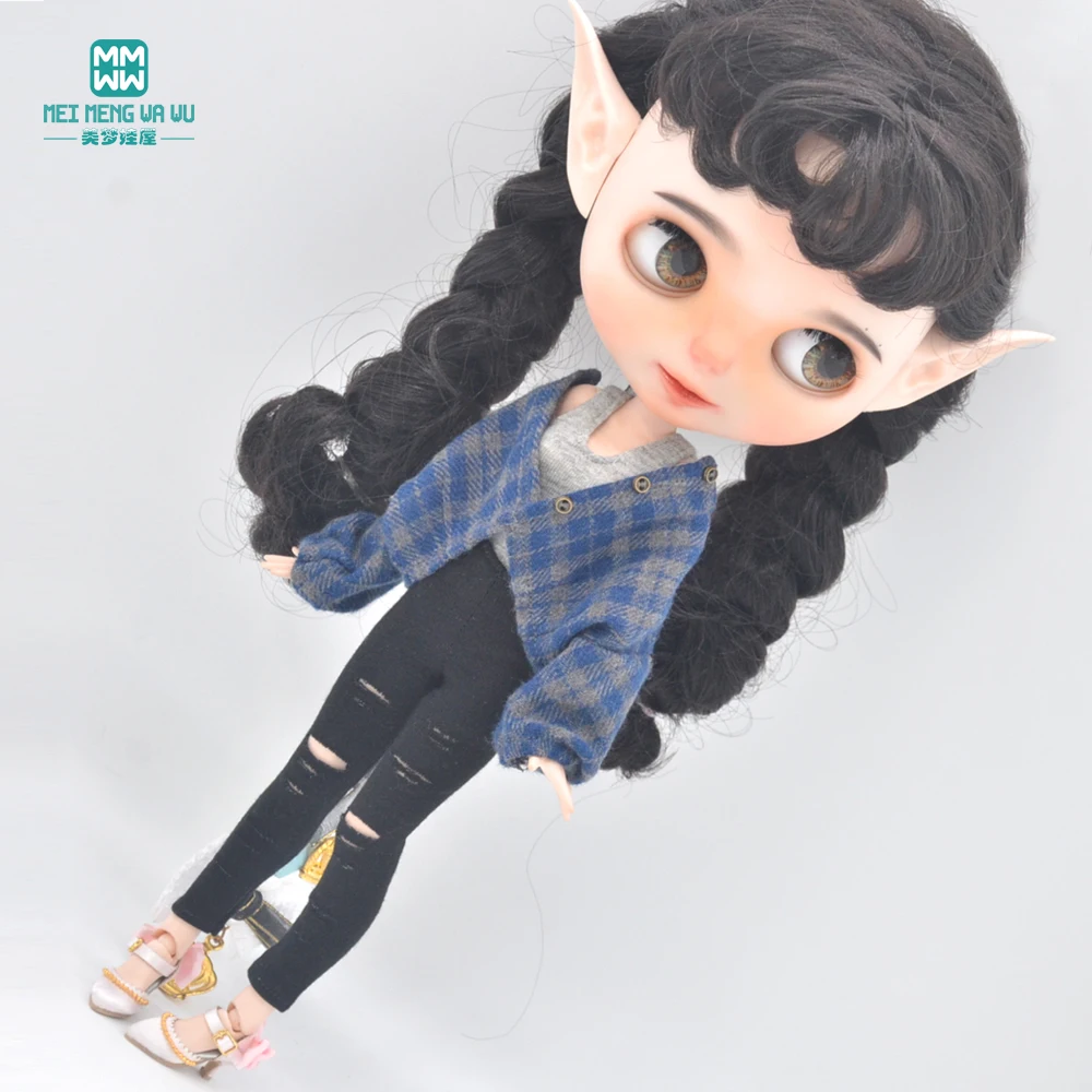 

Новая Одежда для кукол Blyth Azone OB22 OB24, аксессуары для кукол, модное шерстяное пальто в клетку