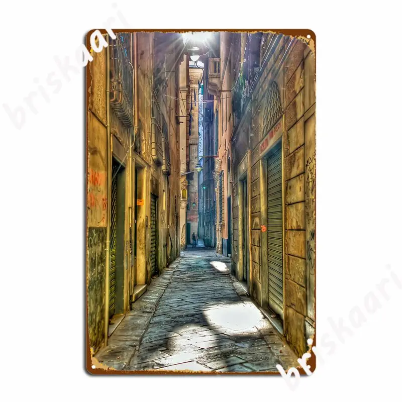 Аллея Генуя металлические знаки вечерние роспись стены пещера Винтаж жестяная вывеска Плакаты