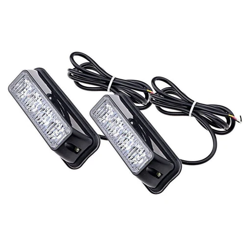 Imagen 2 del producto Paquete de 2 luces LED estroboscópicas de emergencia de policía 4LED montaje en superficie amarillo/rojo luces de advertencia de Flash de rejilla de coche lámpara de señal de peligro 12/24V