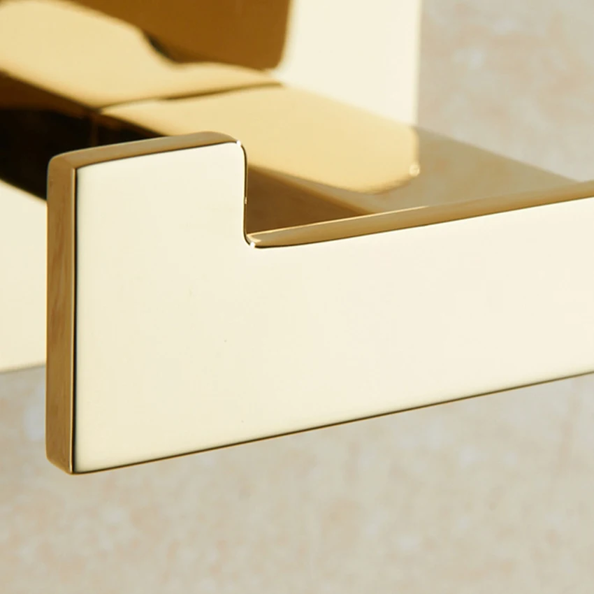 Zinc Alloy Gold Bathroom Double Hook Robe Hooks Wall Mounted Hat Clothes Peg Hanger For Living Room Kitchen Hanging Rack Holder