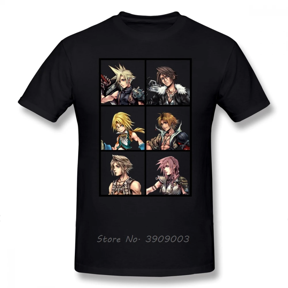 Final Fantasy T Shirt Final Fantasy Characters Design Cloud Squall Zidane Tidus Vaan Lightning T-Shirt Cotton Tee Shirt Tshirt