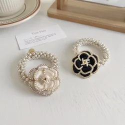 Newest Rose Camellia Hair Accessories For Women Romantic Handmade Metal Pearl Flower Petal Bracelet Bridals Hair Ties Headbands