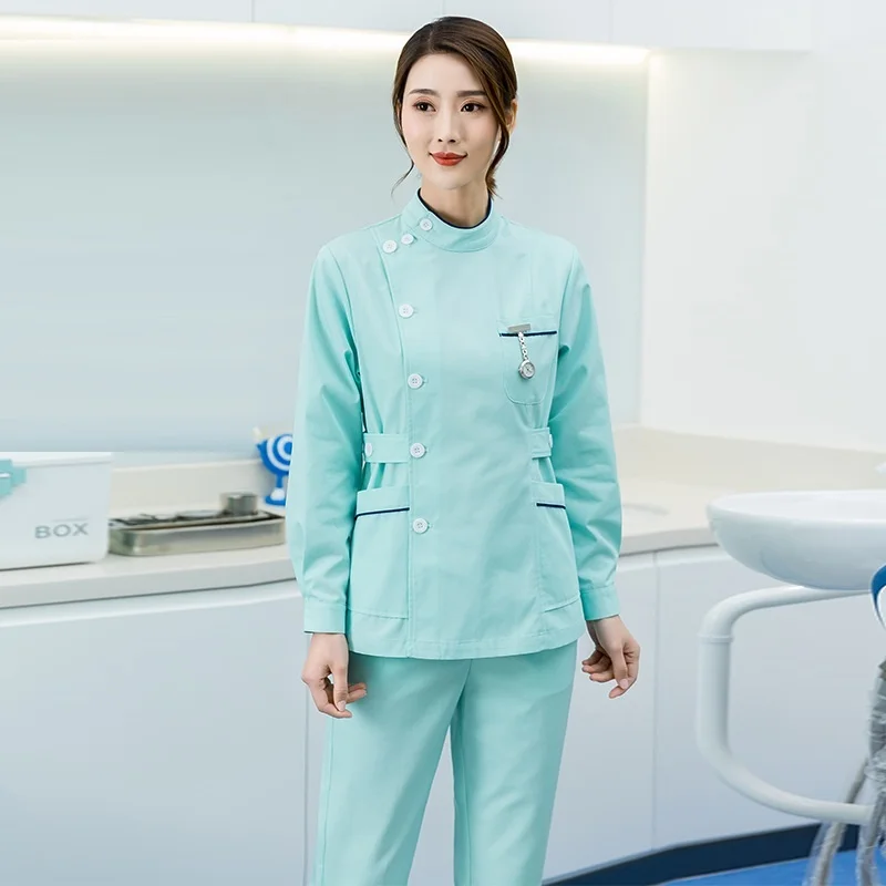 Medical Clinical Uniforms Woman Beauty Scrubs Uniform Fashion Ladies Slim Shirt Tops Short Sleeve Breathable High Quality DD2770