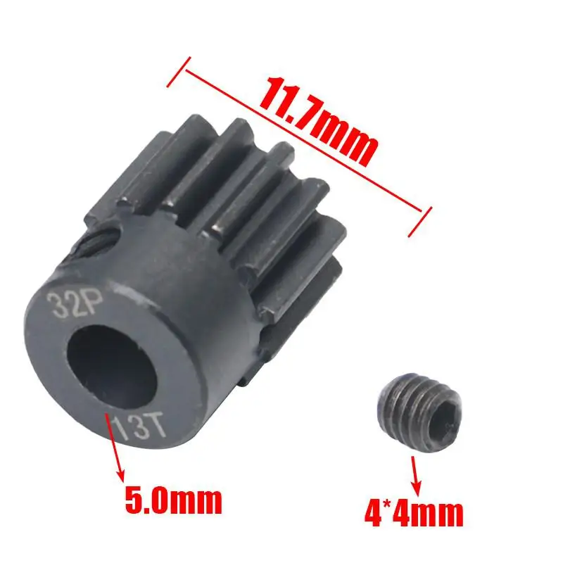 AJRC 32P M0.8 5mm 13T 14T 15T 16T 17T 18T 19T 20T 21T Zwart staal metalen Rondsel Motor Gear Voor 1/10 slash TRX4 Rc Model Auto Motor