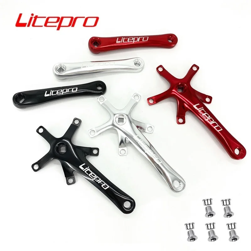 Litepro Folding Bike 130mm BCD Crank Aluminum Alloy 170mm Square Hole Crank Black Red Silver