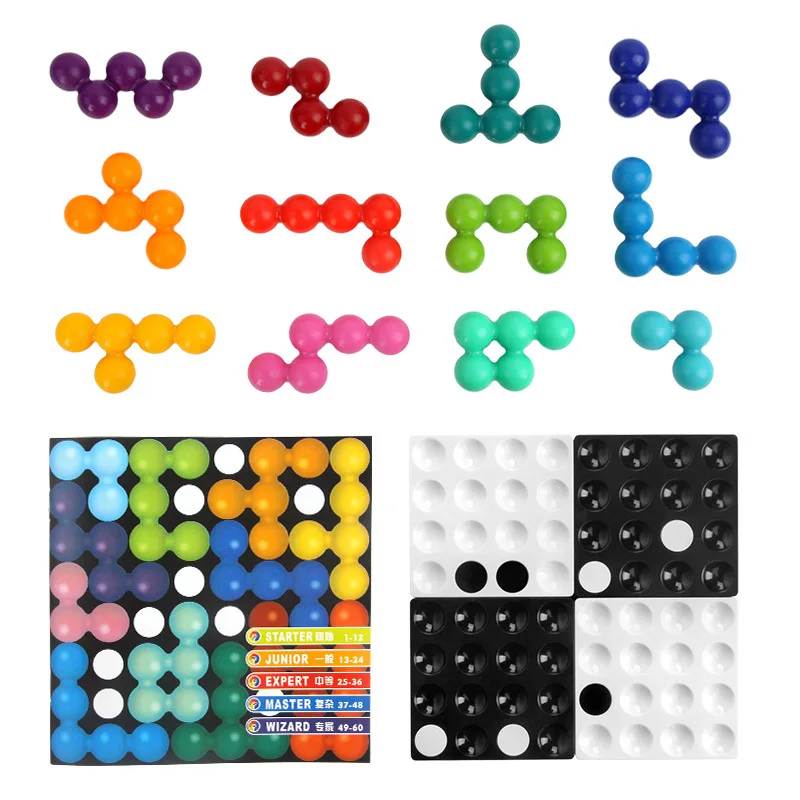 Jeu de société intelligent à grilles magnétiques pour enfants, puzzle, pensée logique, 60 défis avec solution, jeux familiaux