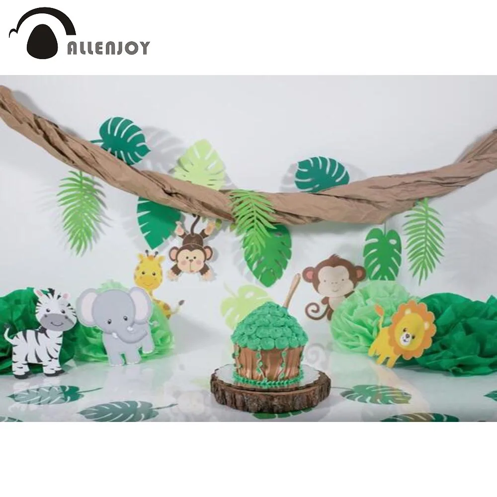 Allenjoy Birthday Jungle Safari Background for Photography Baby Shower Samsh Cake Photo Studio Prop Newborn Child Photophpne