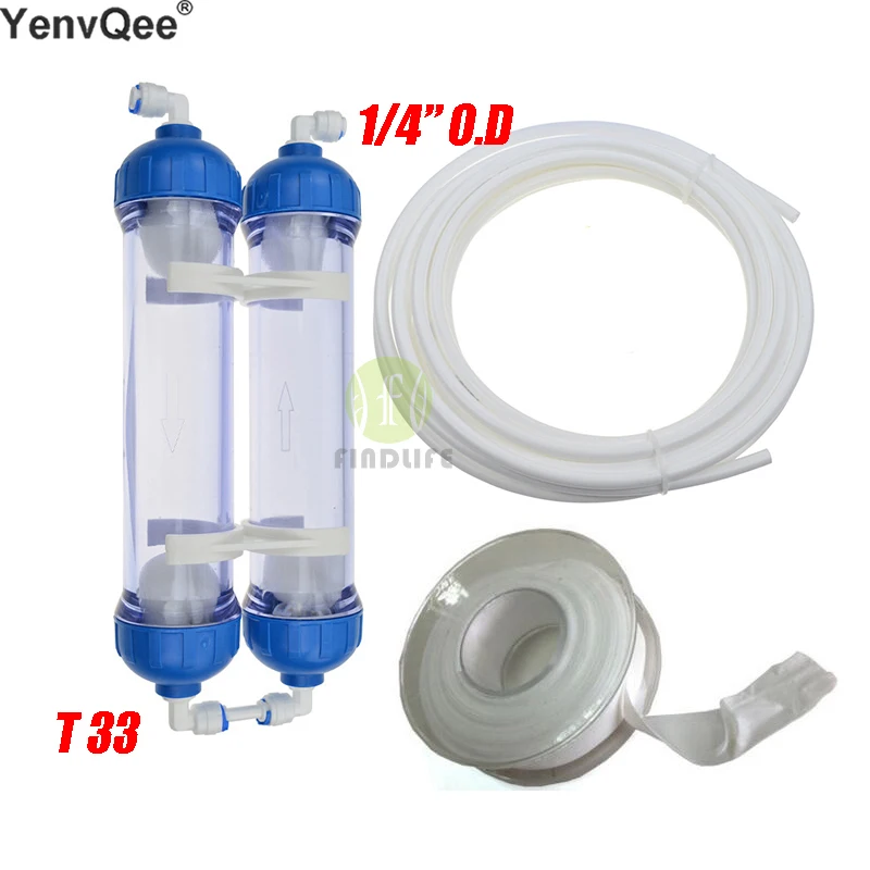 WATER FILTER 2PCS  T33 cartridge housing DIY T33 Shell Filter Bottle 4pcs fittings Water Purifier for reverse osmosis system