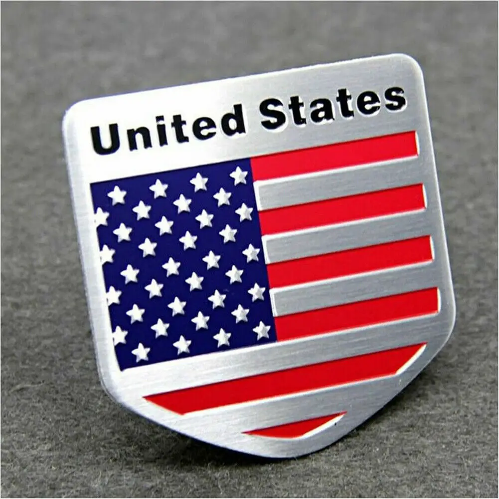 Aluminum Alloy Shield Styling United States Of America National Emblem Decals American USA Flags Car Window Decor Stickers 5x5cm