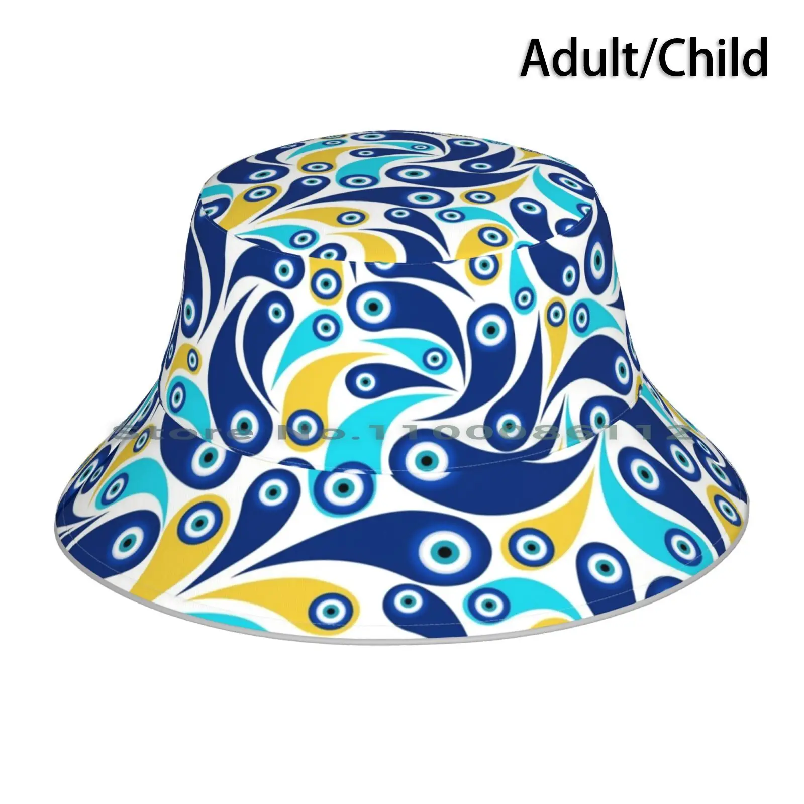 Nazar Amulet Paisley Pattern #4 Bucket Hat Sun Cap Nazar Charm Nazar Eye Paisley Nazar Pattern Turkish Eye Greek Mati Mati