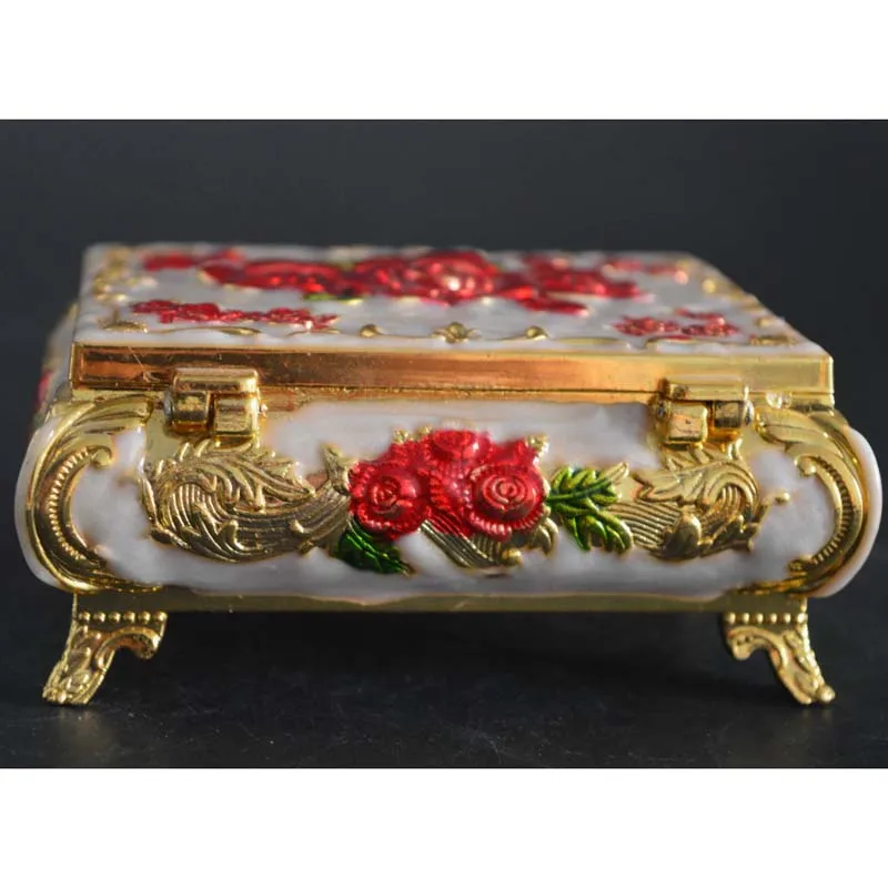 China Cloisonne Carving Peony Blooming & Leaf Usable Jewel Box