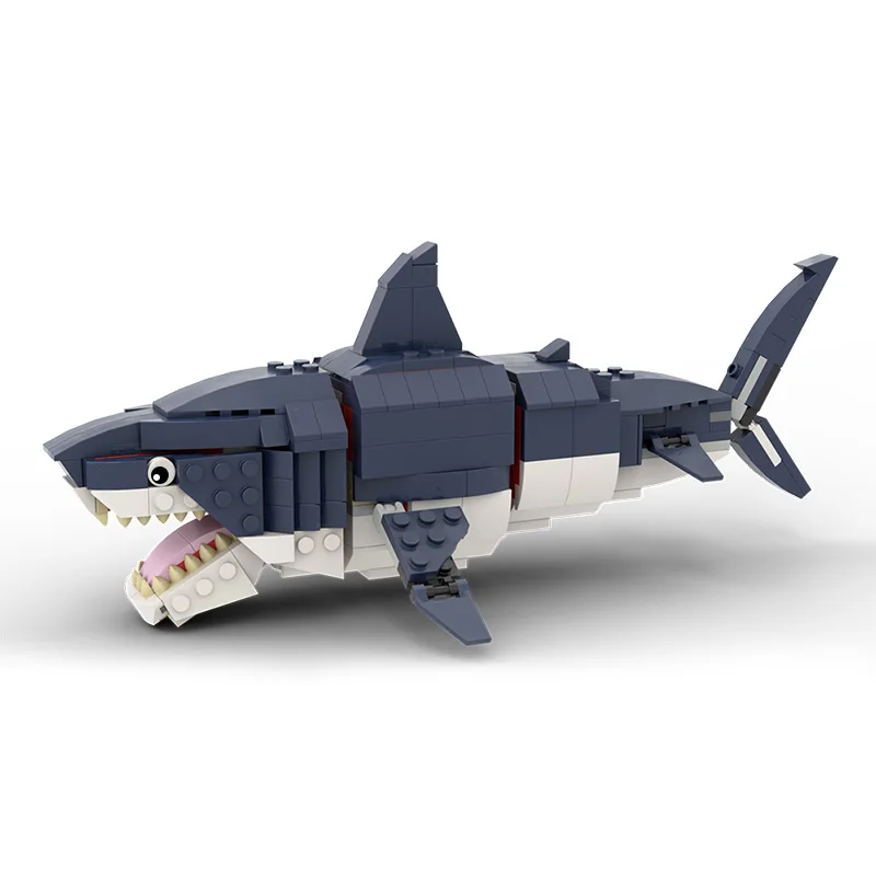 BZB MOC 56298 Prehistoric Ocean Fighting Sea Creature Gear Shark Building Block Model Set Deep Sea Monster Birthday Gift DIY Toy