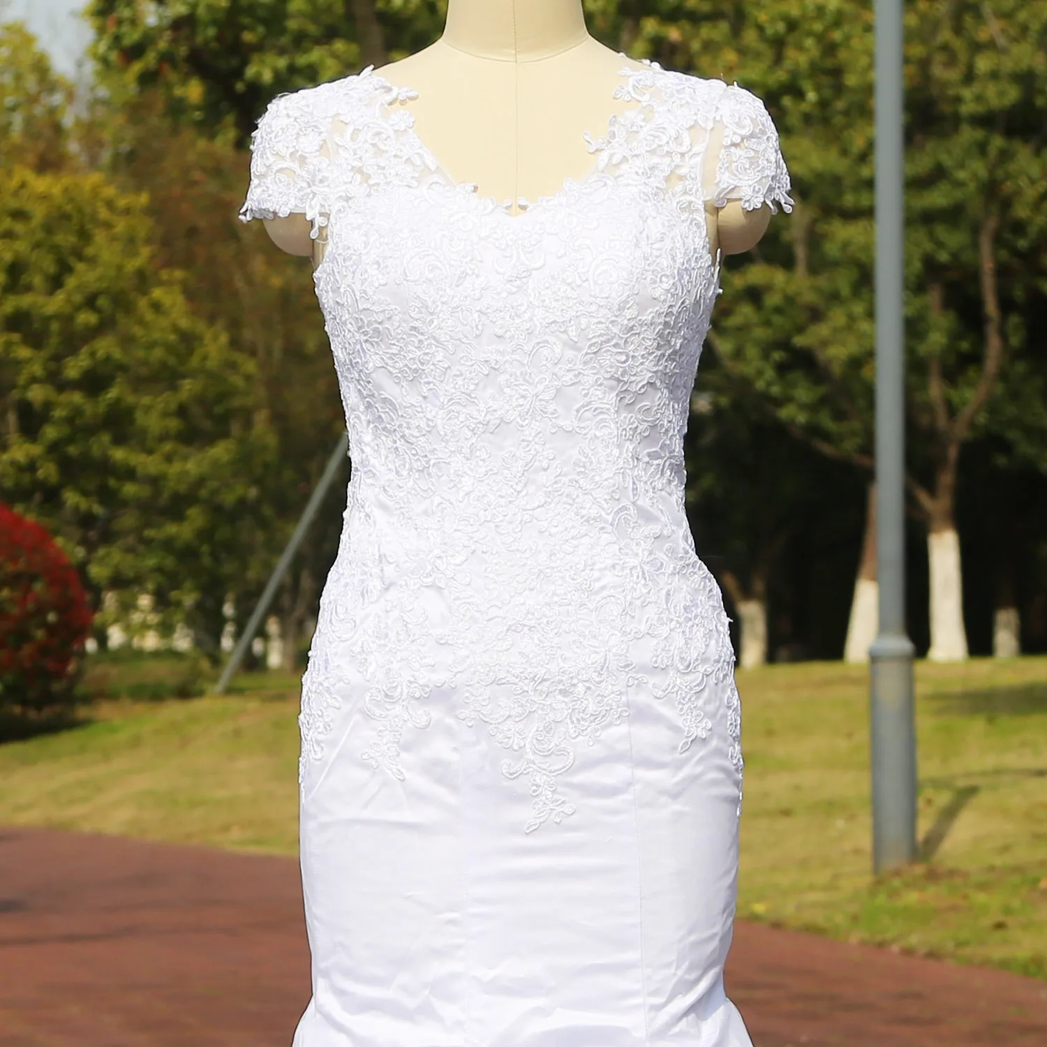 Vestido De boda De sirena De lujo, manga corta, apliques De corazón, fotos reales, Vestidos De Novia, Organza blanca 2021