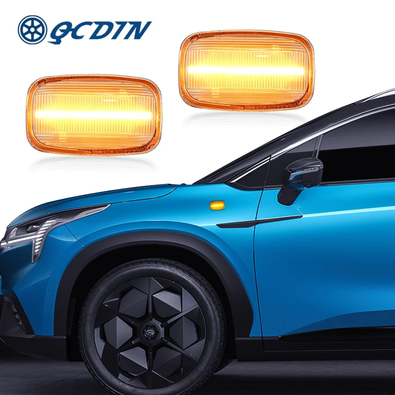 QCDIN For Toyota Landcruiser 80 1988-1997 Amber LED Side Marker Light Turn Signal Light T10 Adapter Non-Polarity Signal Light