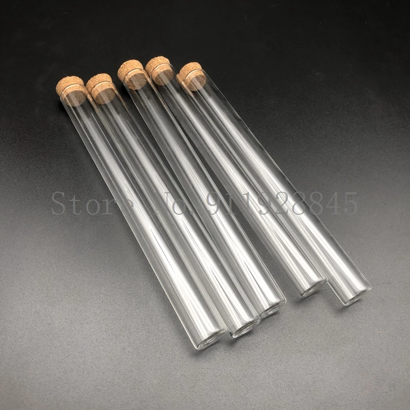 10pcs/20pcs Lab DIA 12mm To 30mm Clear Lab Glass Test Tube with Cork Stoppers Flat Bottom Tubes In Laboratory Supplies