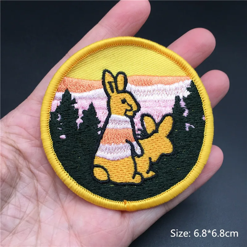 Embroidery Patches for Clothing Camp Iron On Patch Punk DIY Applique Clothes Stickers Van Gogh Star Night Mountain Wave Stripes