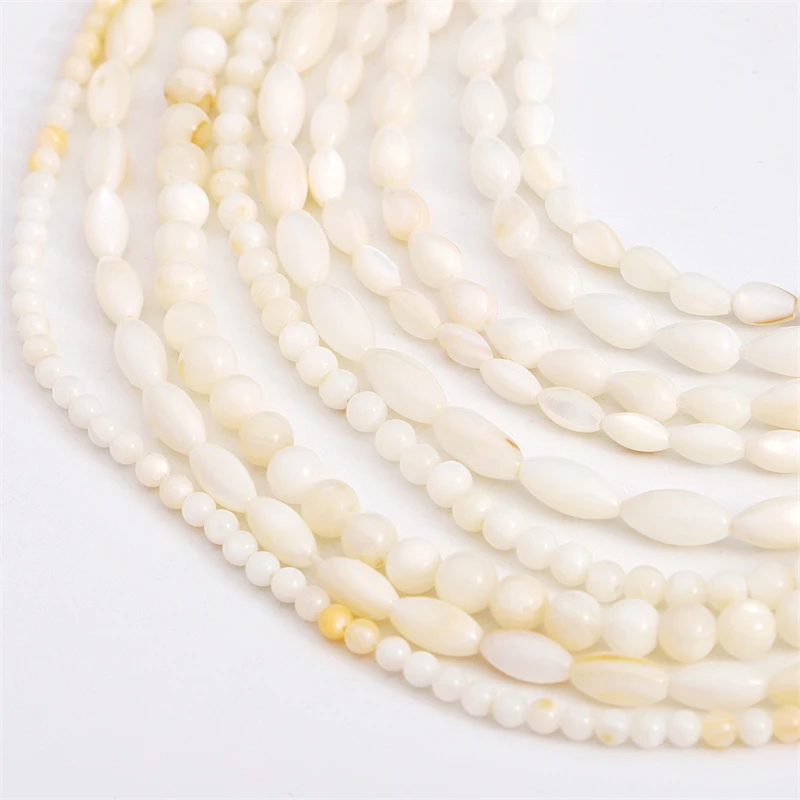 34-115Pcs Natural Oval Round Drop Water Shell Mother Of Pearl Loose Spacer Beads For Jewelry Making DIY Bracelet Necklace