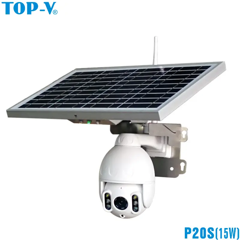 

Купольная камера на солнечной батарее, PTZ 4-кратный зум, 2MP AI камера с функцией автоматического слежения, Поддержка p2p звуковой и светильник вой сигнализации
