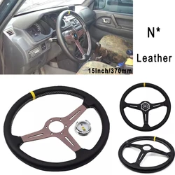 370MM-380MM Classic Steering Wheel Car Sport Universal 15 Inch genesis coupe Racing  Steering Wheel With  With Horn Button