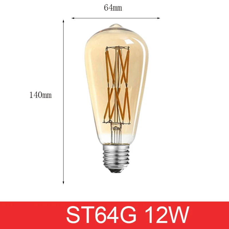 ST64 Vintage LED Glühlampe E27 4W 6W 12W 16W Edison LED Glühbirne Bernstein Gold glas Antike Form Dekoration Beleuchtung Lampen