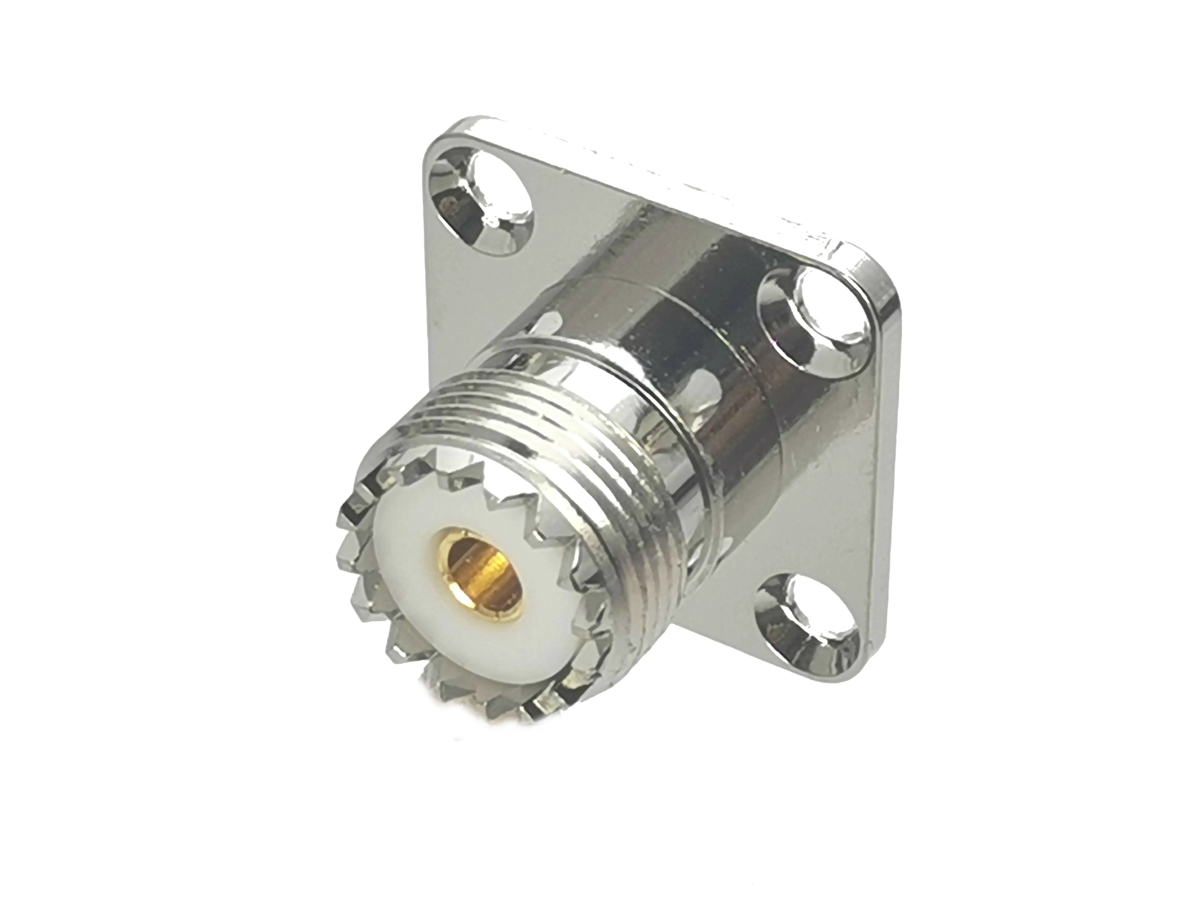 Fêmea Jack 4 furos Flange Conector de solda, UHF, SO239, montagem em painel, adaptador coaxial RF, 1pc