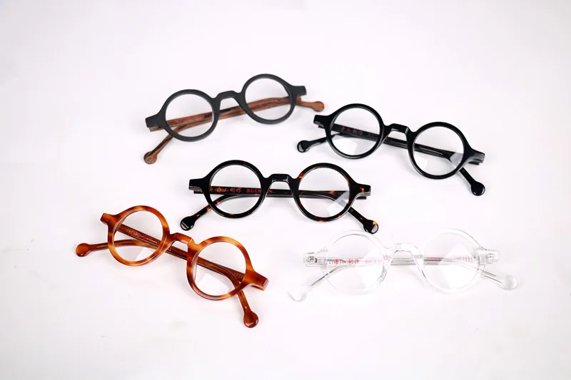 Acetat Vintage Kleine Runde Brille Männer Brillen Rahmen Frauen Optische Verordnung Spektakel Klare Brillen – Detail 4