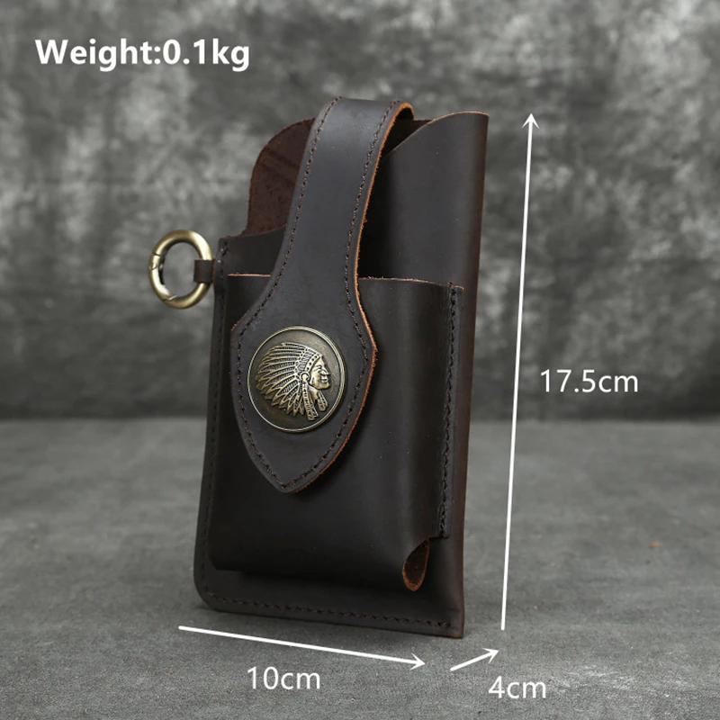 Fanny Waist Bag Men Genuine Leather Belt Bum Leg Hip Packs for Men 6-7.5inch Cell Phone Cigarette Lighter Box Case Outdoor Pouch