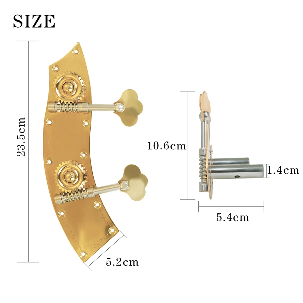 2 Teile/satz Bass Big Bass String Knopf Doppel Gold Metall Knopf Metall Doppel Tuning Knöpfe String Instrument Zubehör – Detail 2