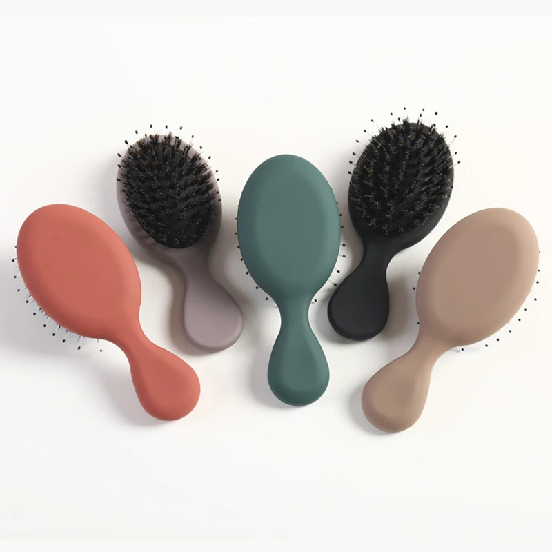 Scalp Massager Hairbrush Bristle Hair comb  Anti-static Mini Comb Non-slip Handle Cute Magic Hair Brush Hairdressing Tools