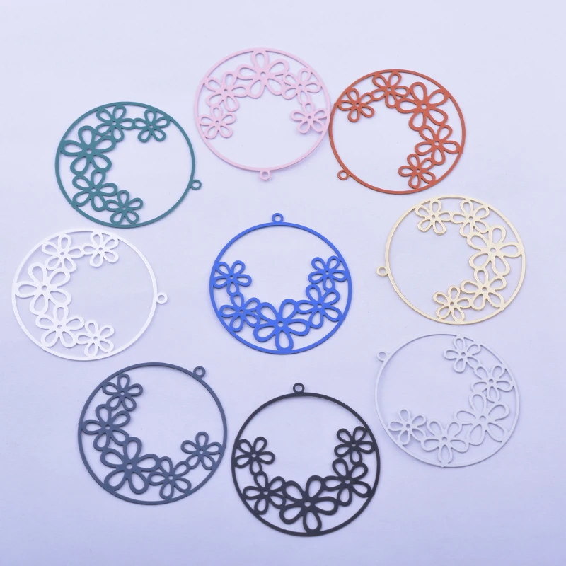 30pcs AB4993 32*34mm Filigree Orange Flower Charms Metal Brass Thin  Silver Color Pendant Earring Findings