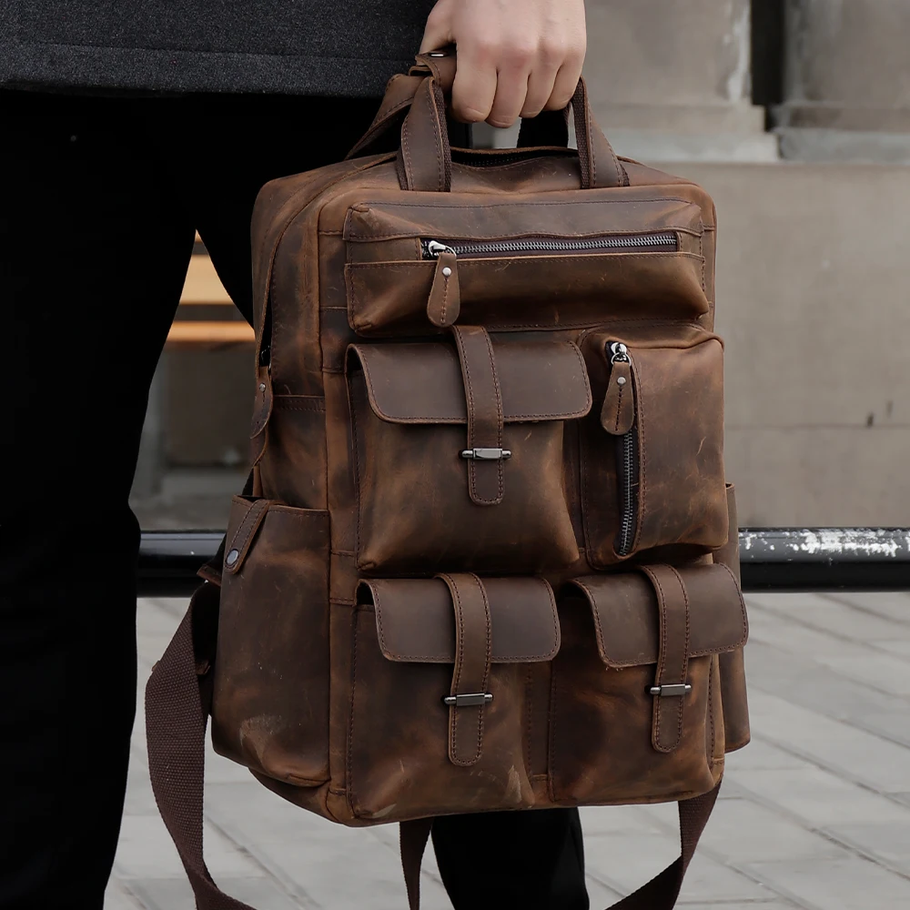 MVA Vintage Genuine Leather Backpack 15\