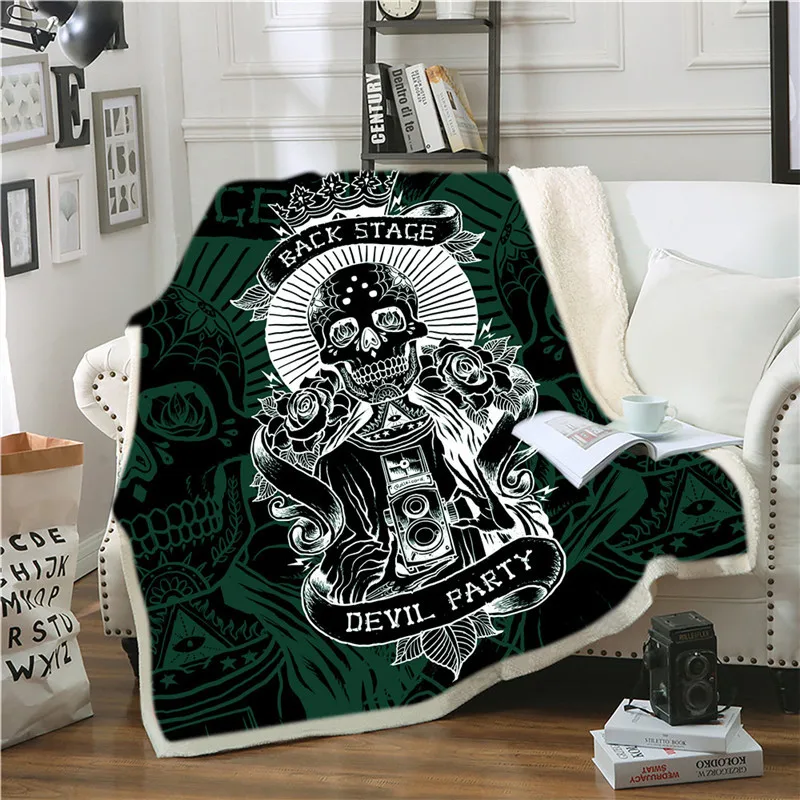 

Skull 3D Printed Velvet Plush Throw Fleece Blanket Bedspread Sherpa Blanket Couch Quilt Cover Travel Youth Bedding Outlet