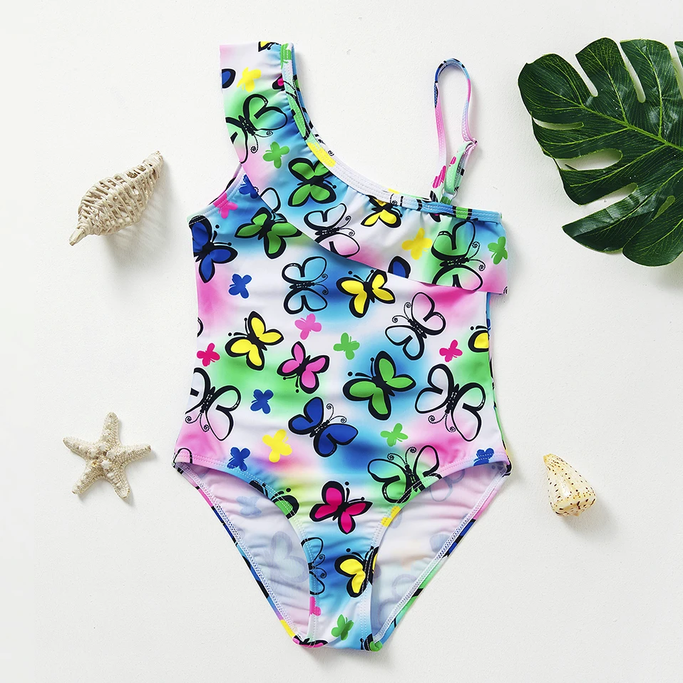 2-9Y Toddler Baby Girls swimwear one piece Girls swimsuit butterfly print Children Swimwear Girls Swimming outfit Beach wear