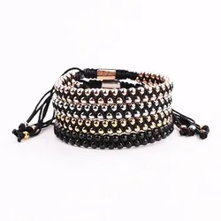 New Fashion 4mm Stainless Steel Beads Cute Design Braided Macrame Bracelet Men Women Jewelry Gift