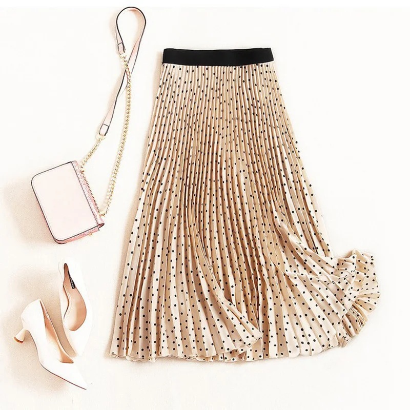 

Pleated Skirts Women Spring Autumn Skirt High Waist Print Midi Skirts Womens Velvet Skirt Maxi Long Skirts Femme Faldas Mujer