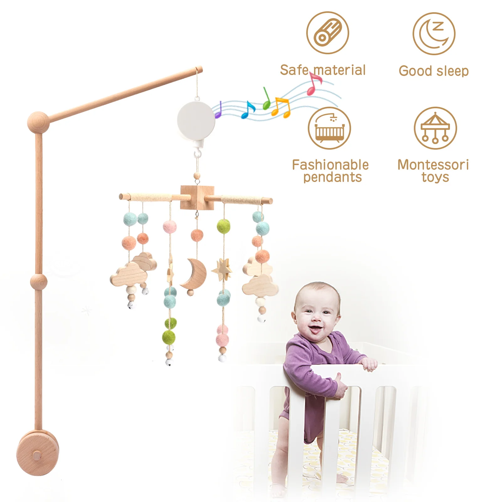 3 Pc/set Stars and Moon Baby Crib Remote Mobiles Rattles Hangable Many Shapes Rotating Bell Music Educational Toys Gifts