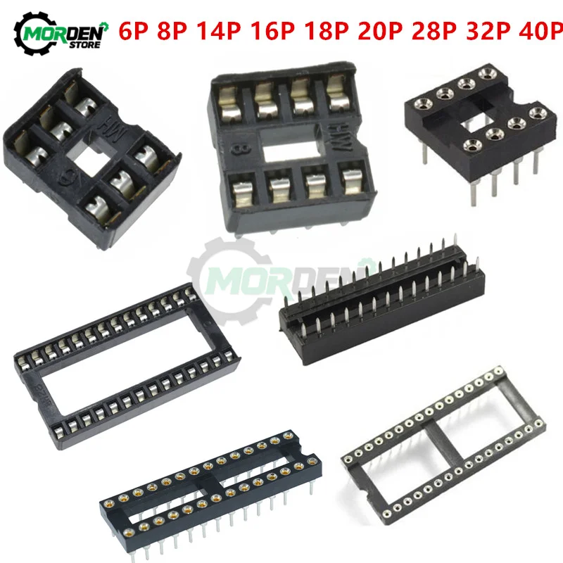 10Pcs DIP IC Chip Sockets Adapter Connector Solder Type Socket 6Pin 8Pin 14Pin 16Pin 18Pin 20Pin 28Pin 32Pin 40Pin Narrow Wide