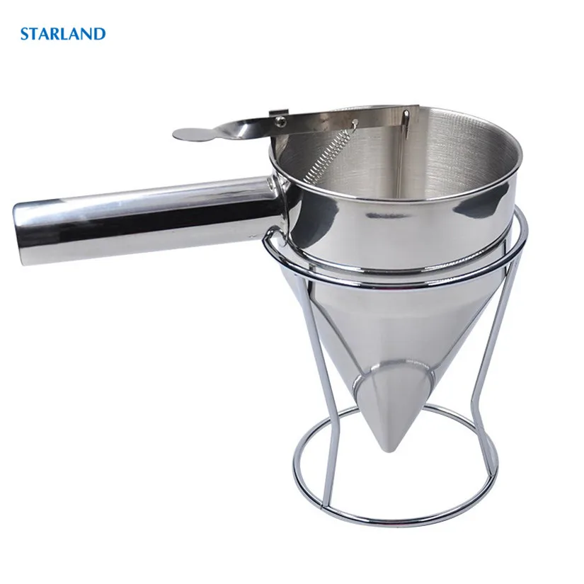 Egg Mixture Distributor Kitchen Batter Dispenser Stainless Steel Hopper Tool For Cake Tart Ice Cream Popsicle Waffle Making