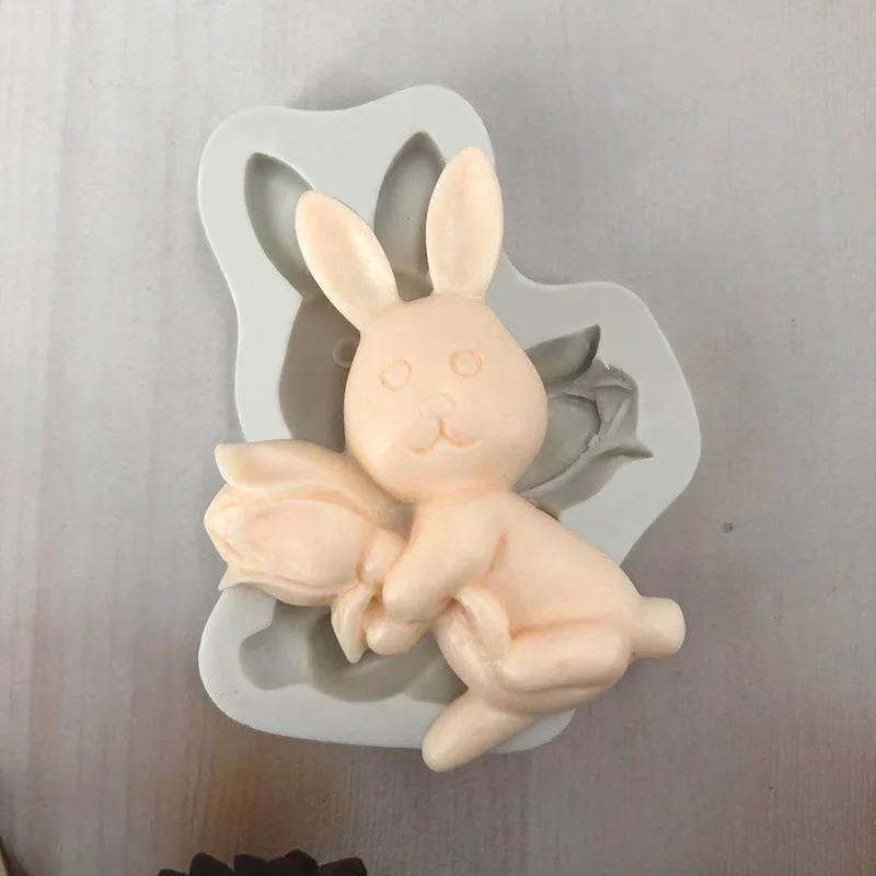 Easter Double Egg Rabbit Candle Silicone Mold DIY Chocolate Cake Mold Incense Stone Plaster Decoration Holiday Gift Home Decor