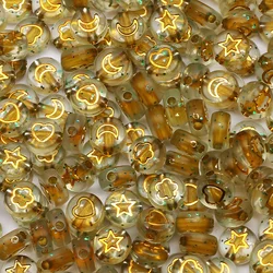 4x7mm 100-500Pcs/Lot Starry Sky Clear Acrylic Mixed Golden Flower/Moon/Heart Pattern Loose Beads For Jewelry Making DIY Handmade