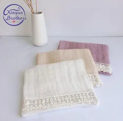 Japanese style free shipping 100% linen lace scarves ladies spring autumn travel sunscreen shawl breathable thin scarves