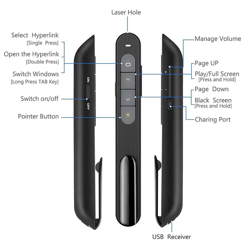 5mw Red page-turning pen wireless remote control instruction pointer training speech instruction  pen office teaching