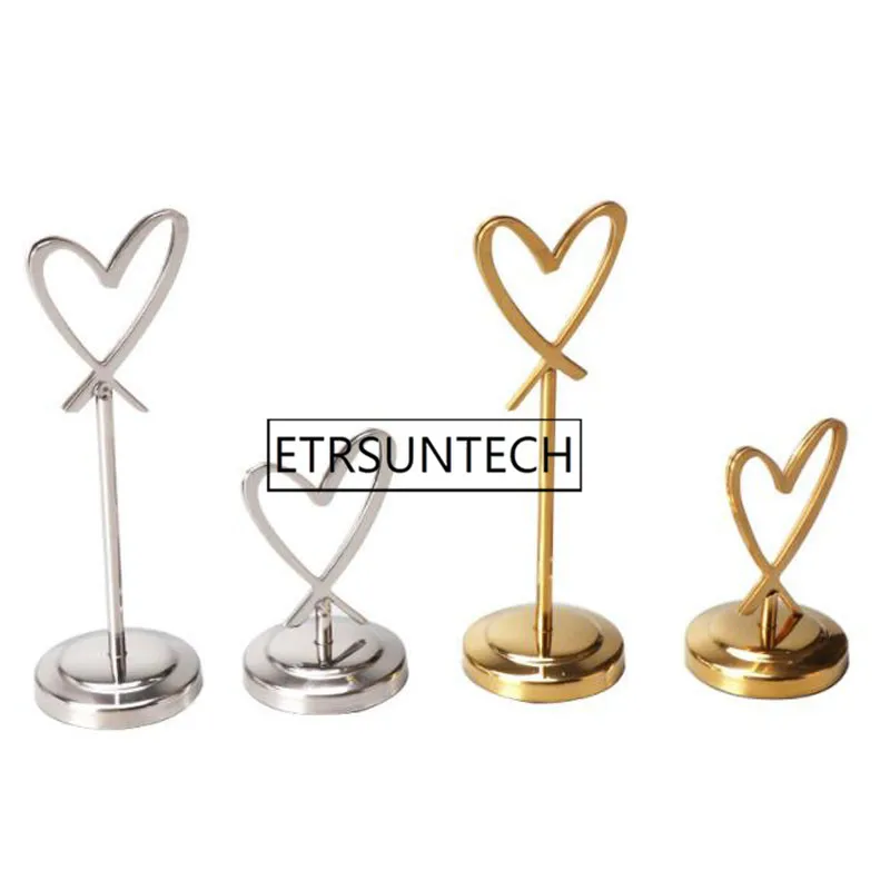 15pcs Stainless Steel Heart Shaped Table Number Place Card Holder Menu Stand for Wedding Restaurant Home Decoration