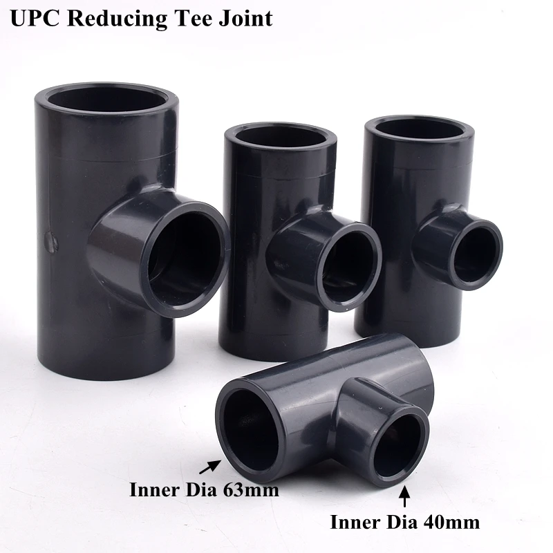 

I.D 20~63mm UPVC Reducing Tee Pipe Connector Garden Watering Water Tube Joint Irrigation System DIY Hydroponics Frame Fittings