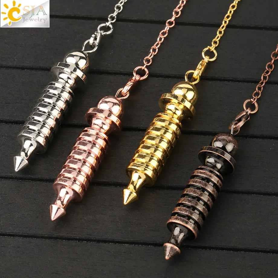 CSJA Pendulum Metal for Dowsing Pendule Pendulo Divination  Radiestesia Healing Women Men Amulet Screw Shape Charm Jewelry G190